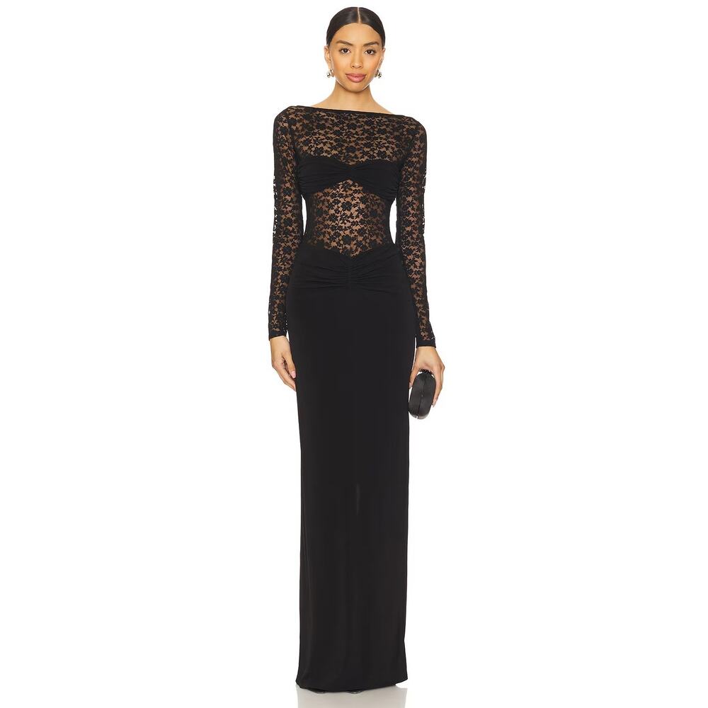 Lovers and Friends Kathryn Gown Lace Ruched Formal Evening Party Gala Elegant S - Picture 2 of 11